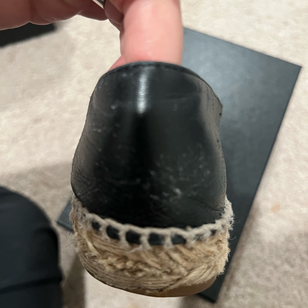 Chanel Black Leather Espadrilles with Iconic CC Logo - Picture 12 of 15